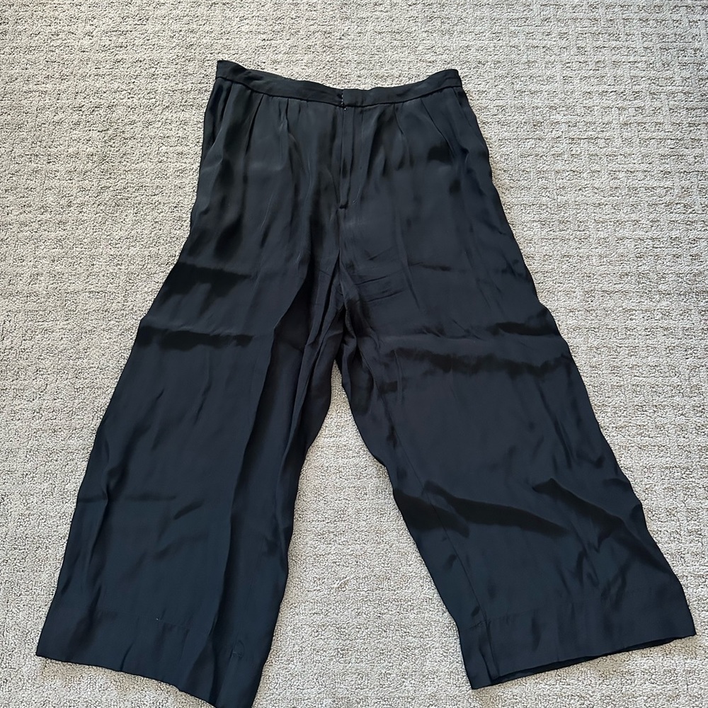 Reformation black silk culottes